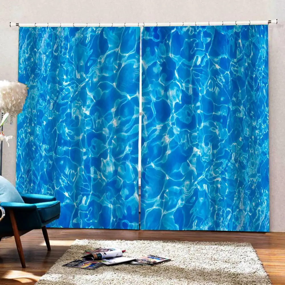Синяя вода сверкающая рябь оконные шторы для гостиной плотные спальни на заказ