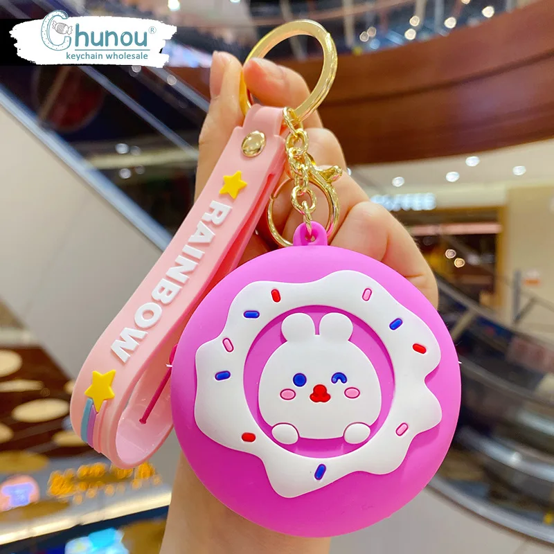Cartoon Fashion Donut Bunny Coin Purse Keychain Creative Cute CharmKeychain Ladies Bag Mobile Phone Creative Small Gift Keychain