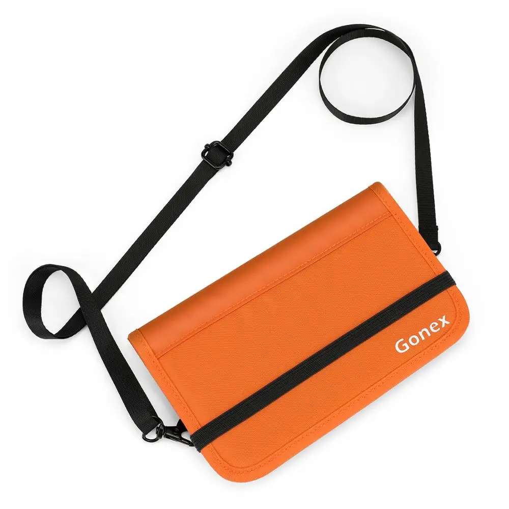 Orange Gonex RFID Блокировка дорожный бумажник для паспорта водоотталкивающий полиэфирный органайзер для документов чехол на молнии со съемным ремешком - Цвет: Orange