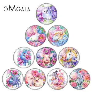 Круглый Кабошон для фотосъемки, весенний цветок, животное, кошка, кролик, лошадь, собака, свинья, демонстрация плоской спины, фурнитура для изготовления 12 мм18 мм20 мм25 мм