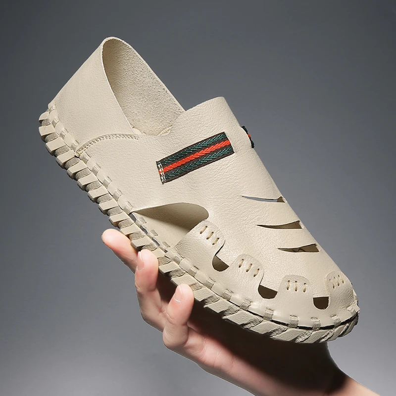 

Сандалии мужские кожаные, повседневная обувь для сада, пляжа, акупрессура, римские сандалии, летняя модная спортивная обувь