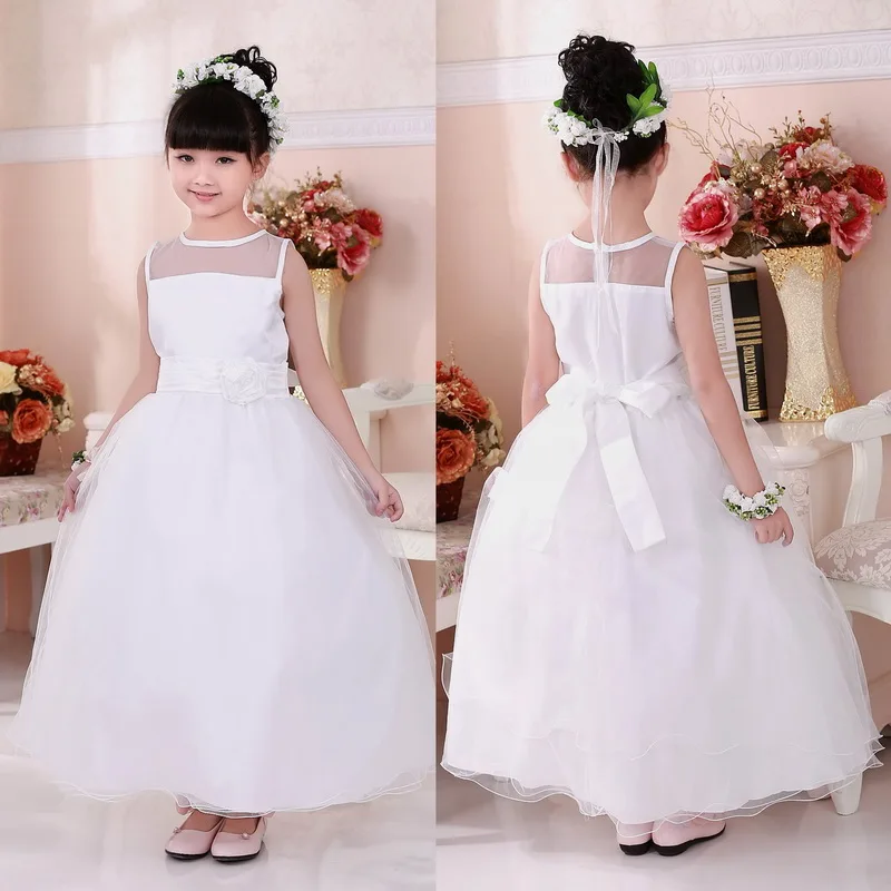 Детское белое платье для выпускного вечера длиной до щиколотки рождественское