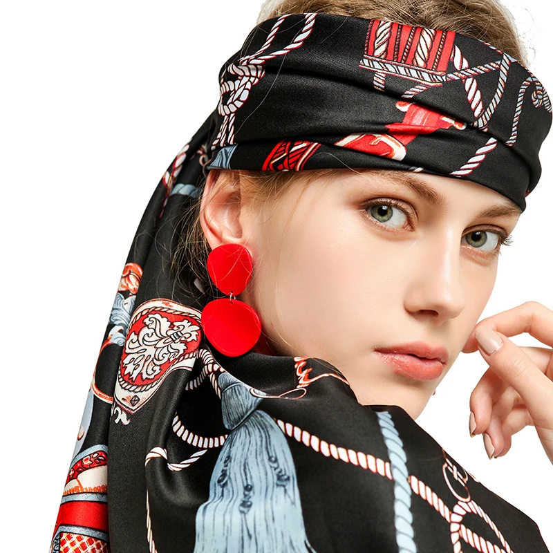 

1PCS Muslim hijab Viscose Geometric scarves Fashion Solid shalws Hi-Q lady wraps Islamic bandana Chain belts scarf Long muffler