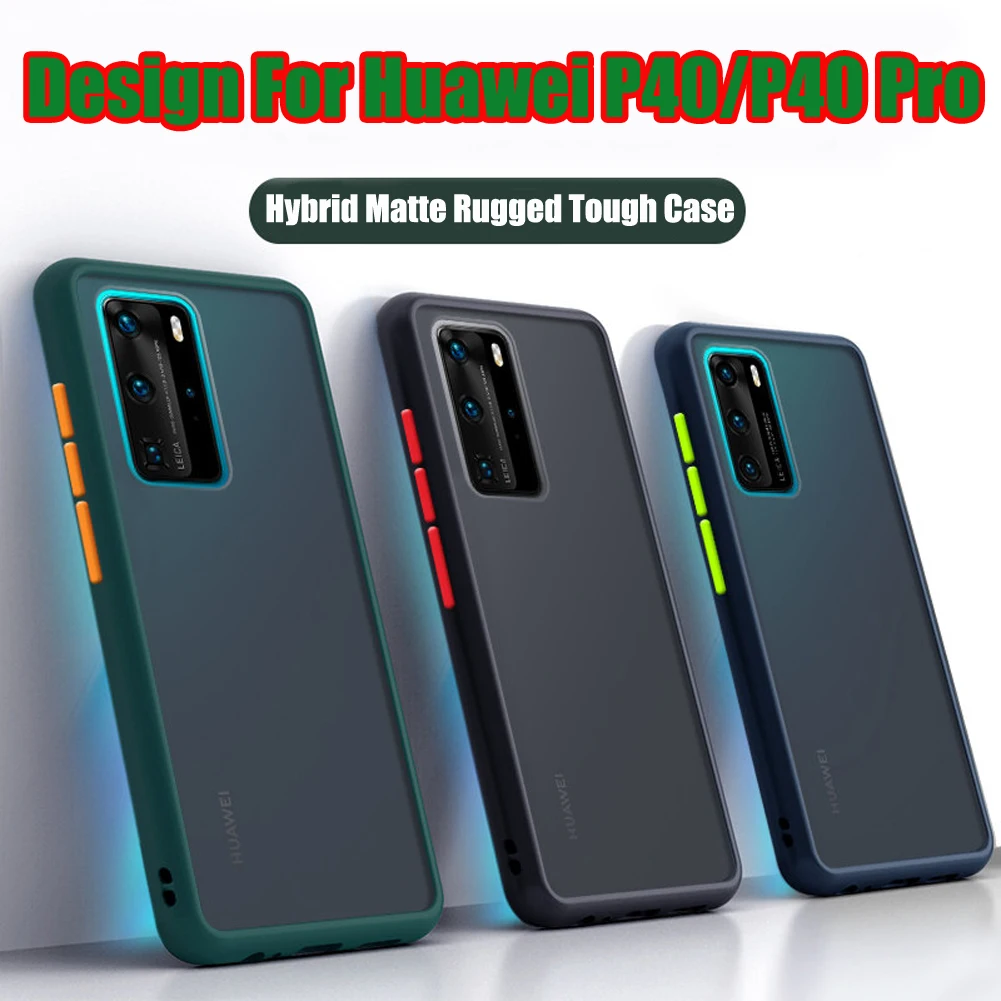 Гибридный матовый чехол для Huawei P40 Pro Lite P30 ударопрочный тонкий прочный бампер
