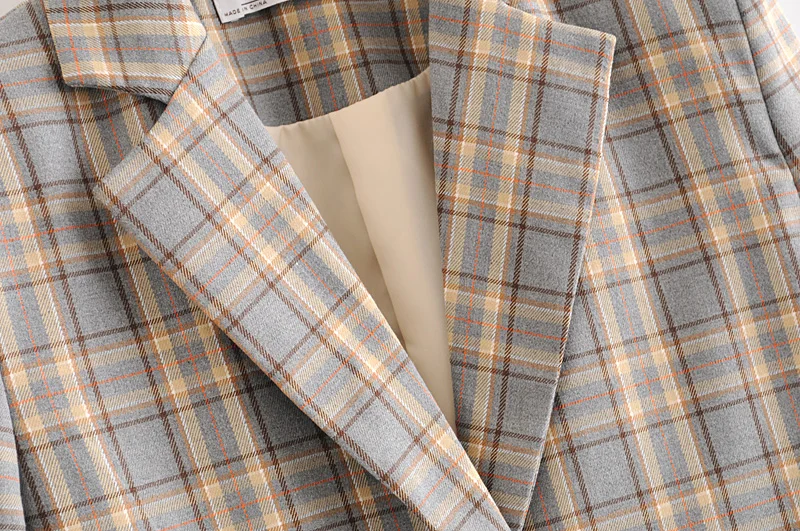 Пиджак женский в клетку элегантный костюм с блейзером винтажный повседневный