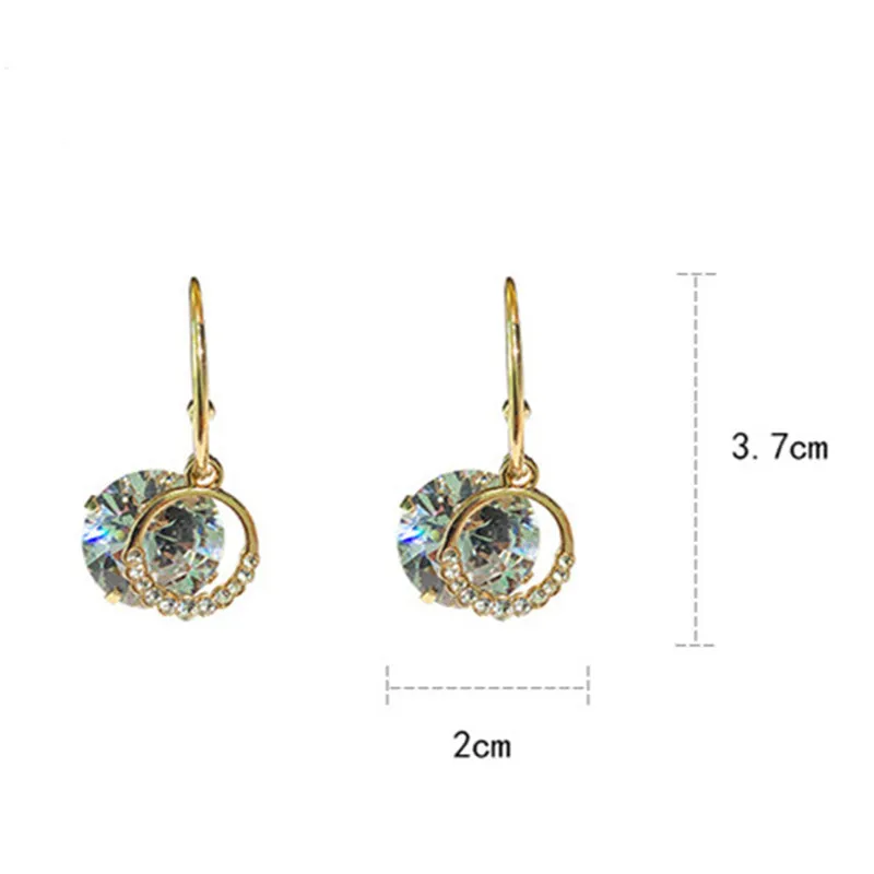FYUAN Zircon Geometric Dangle Earrings for Women Bijoux Exquisite Small Circle Crystal Drop Statement Gifts | Украшения и