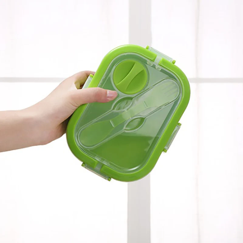 

Lunch box Eco-friendly Portable bento box 3000ml food storage container For Adults Double layer with Fork spoon Simple
