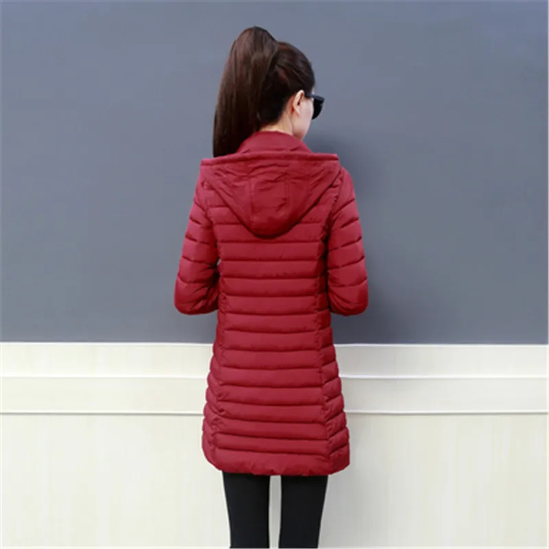 Женское зимнее теплое пальто с капюшоном облегающая однотонная Базовая куртка