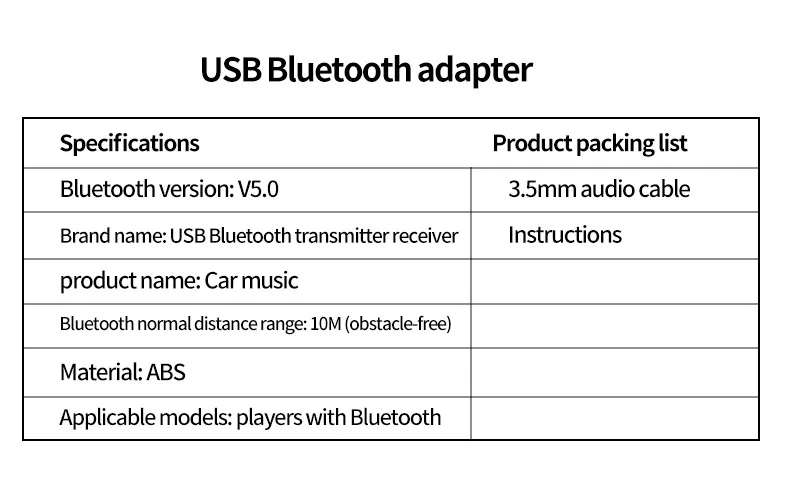 2020 Новый 2 в 1 USB Bluetooth 5 0 передатчик Мини портативный 3 мм AUX стерео беспроводной