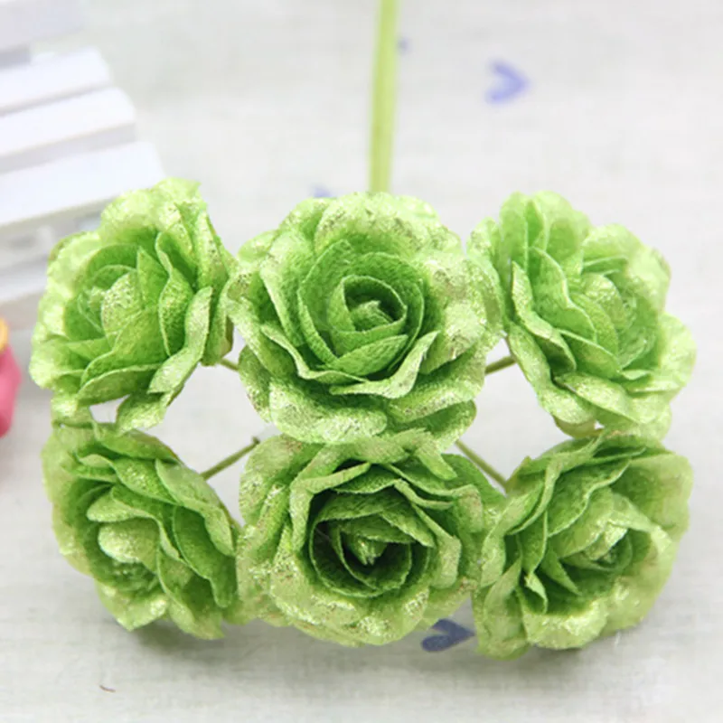 Искусственные металлические цветы 60 шт. 3 5 см букет из ткани с блестками роз