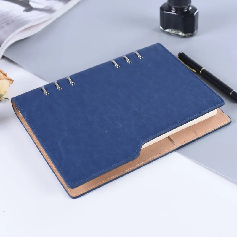 Блокнот из ПУ кожи с 6 кольцами обложки для журнала бизнеса офиса A5 записная