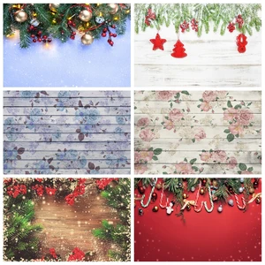 Фон для фотографий Laeacco с изображением рождественской деревянной доски цветов для детской портретной съемки новорожденных
