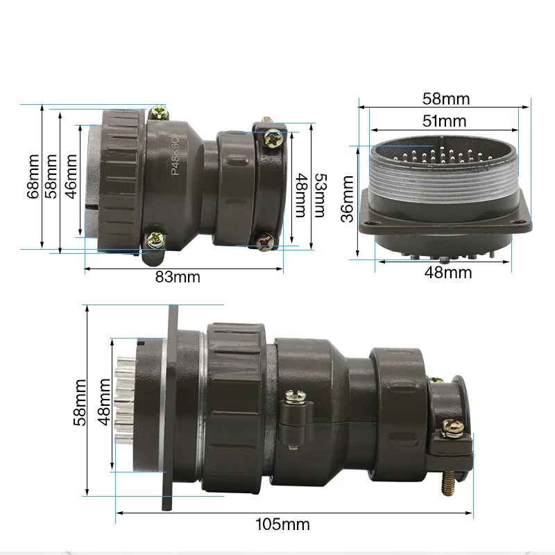Aviation plug socket round connector P48 series 20/26core diameter 48MM | Обустройство дома