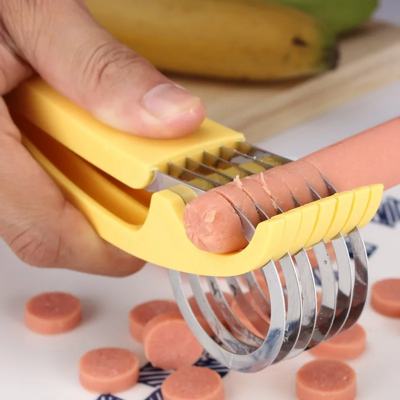 

Kitchen Accessories Banana Slicer Fruit Vegetable Sausage Slicer Stainless Steel Banana Cutter Salad Sundaes Tools Cooking Tools