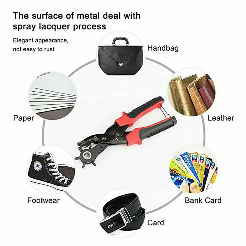 

Rivets Eyelet Belt Hole Puncher Pliers Press Eyelets Grommets Multi Hole 6 Sizes Steel Round Flat Oval