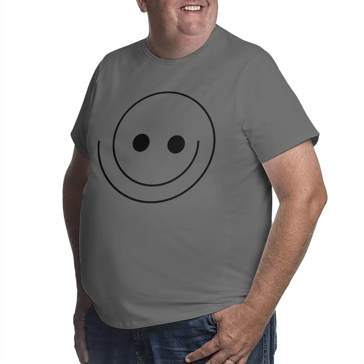 Футболка мужская хлопковая с рисунком смайлика Винтажная футболка для высоких