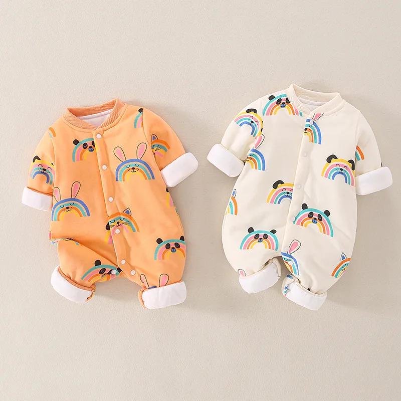 

Комбинезон для новорожденных, Осень-зима, стеганый плотный хлопковый костюм, детская теплая зимняя одежда для малышей