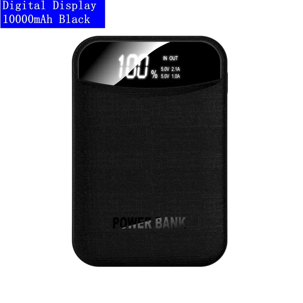 10000mAh Black 10000/20000 мАч Внешний аккумулятор для Xiaomi Mi 9 8 универсальный внешний аккумулятор зарядное устройство с двумя портами Usb внешний аккумулятор повербанк - Тип штекера: 10000mAh Black
