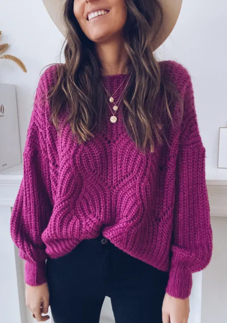 BOHO INSPIRED hollow out knitted Sweater women long sleeve sweater pullover winter new casual boat neck super chic jumper | Женская