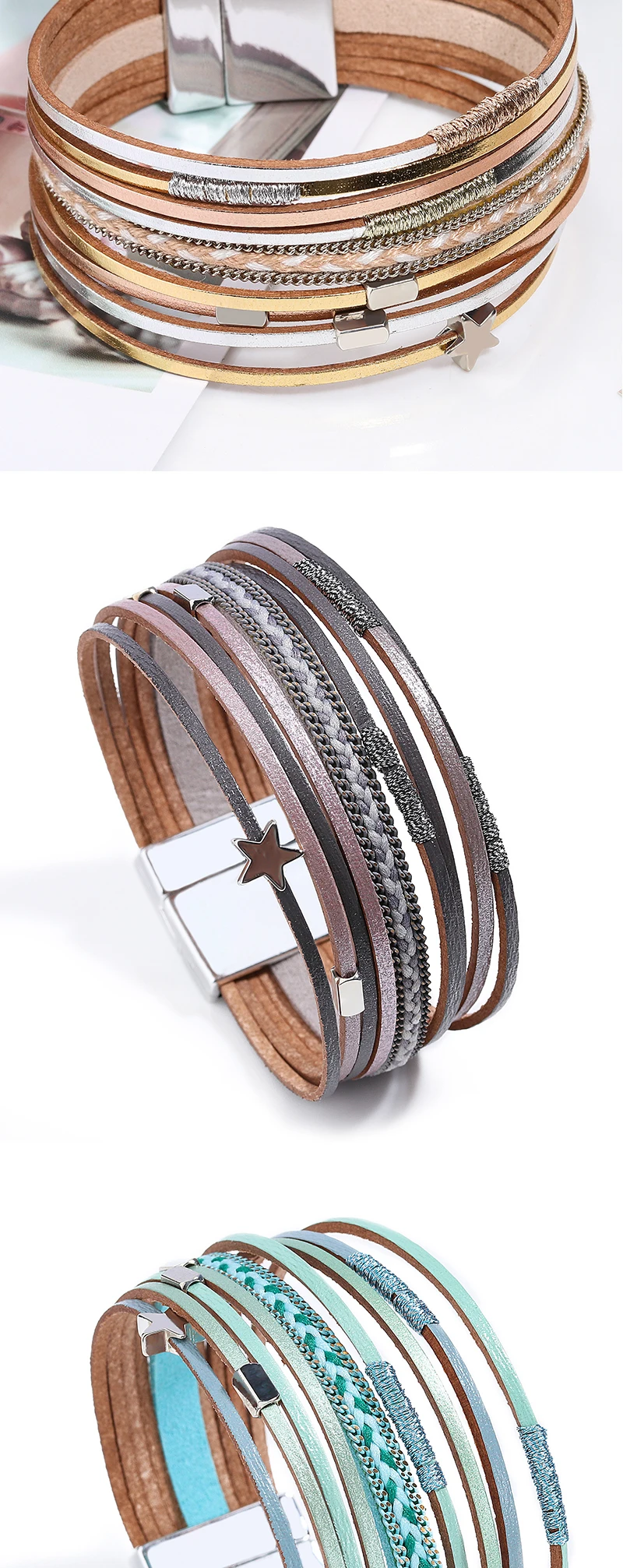 ZG кожаные браслеты для женщин Звездные Браслеты Дружбы Pulseira Masculina ювелирные изделия