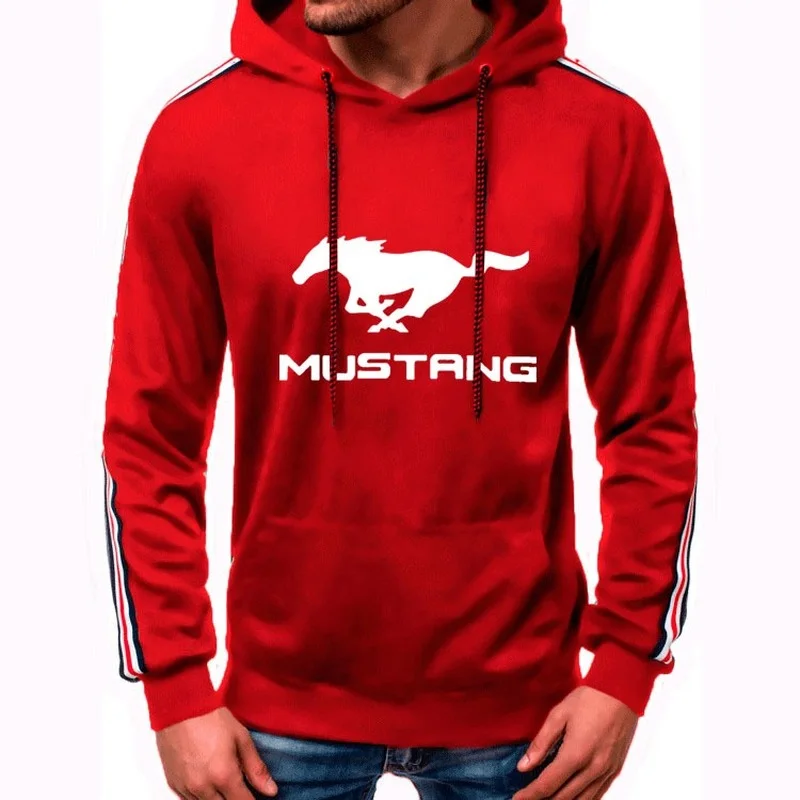

2021NEW Men's Hoodie Mustang Car Logo printing Summer high quality casual trend Cotton Solid color Men's sweatshirt clothing