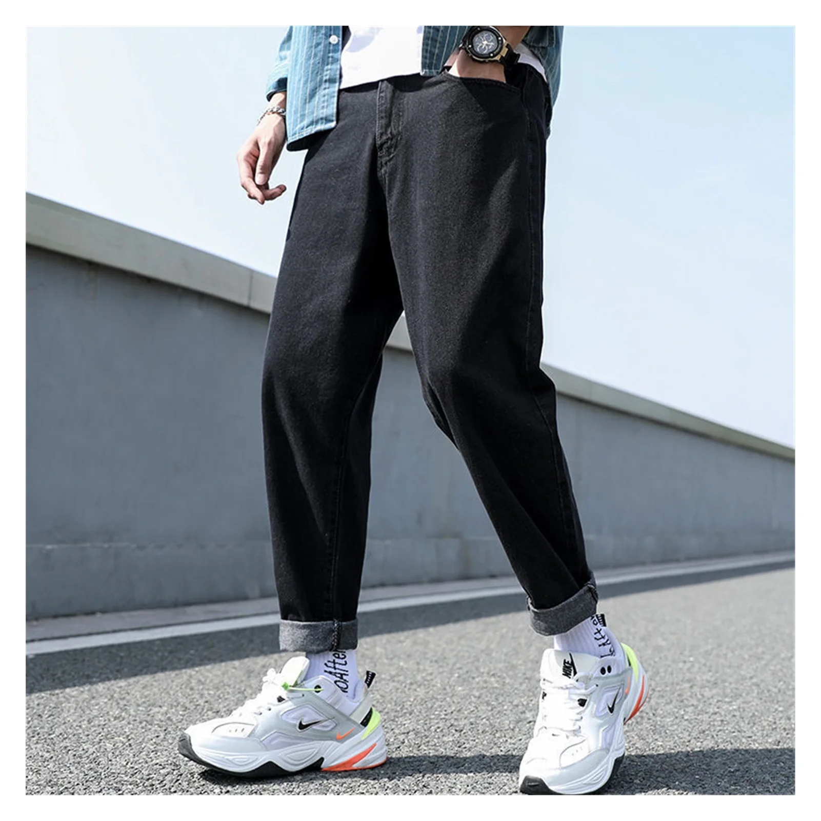 

2021NEW New Loose Men Jeans Male Trousers Simple Design High Quality Cozy All-match Students Daily Casual Straight Denim Pants