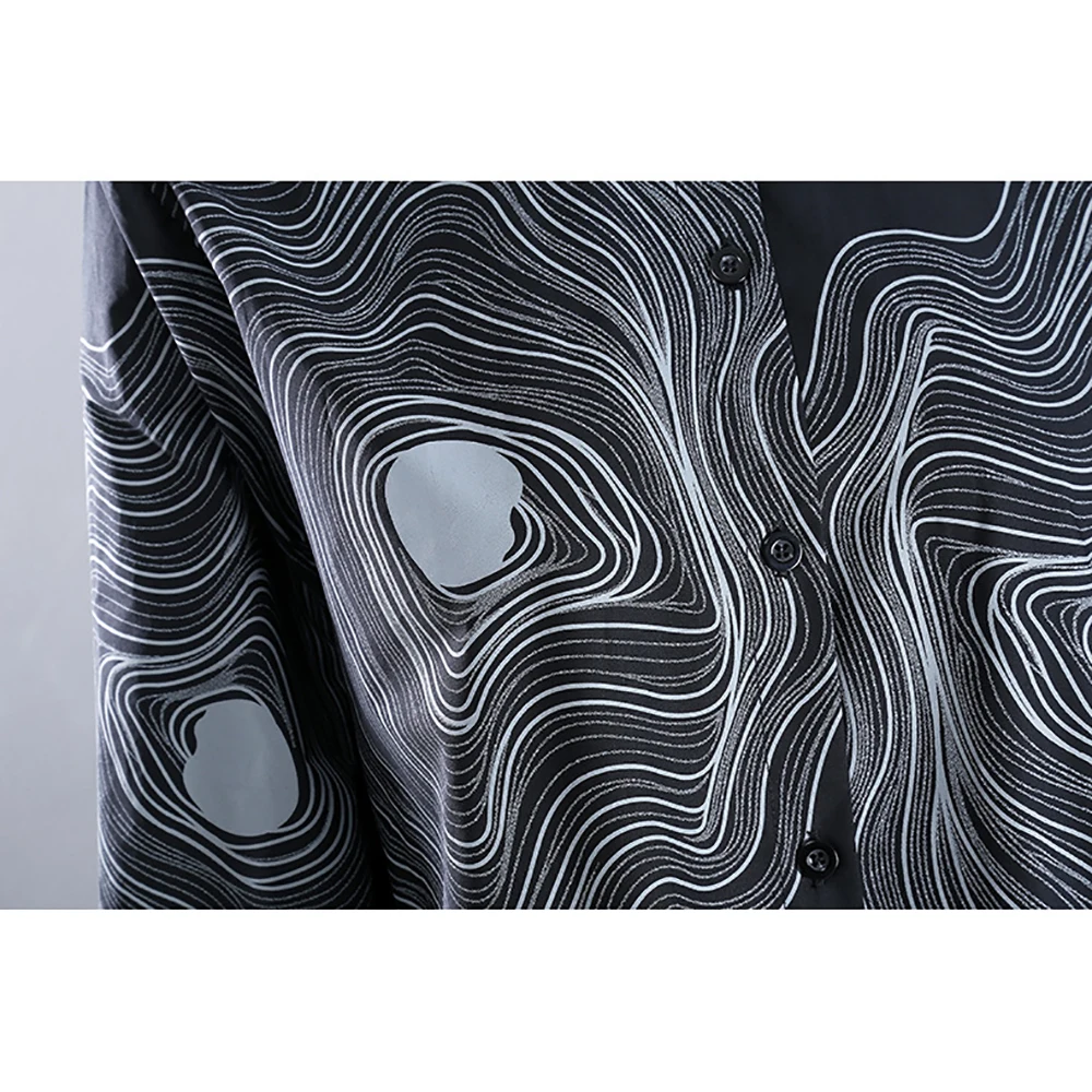 

YUANYUANJYCO Spring Autumn Women Long Streetwear Cotton Shirts Dresses Fashion Print Long Sleeve High Waist Belt Clothes