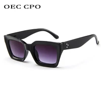oec cpo vintage square sunglasses women brand fashion rivets sunglasses retro plastic men glasses female sun glasses uv400 o646