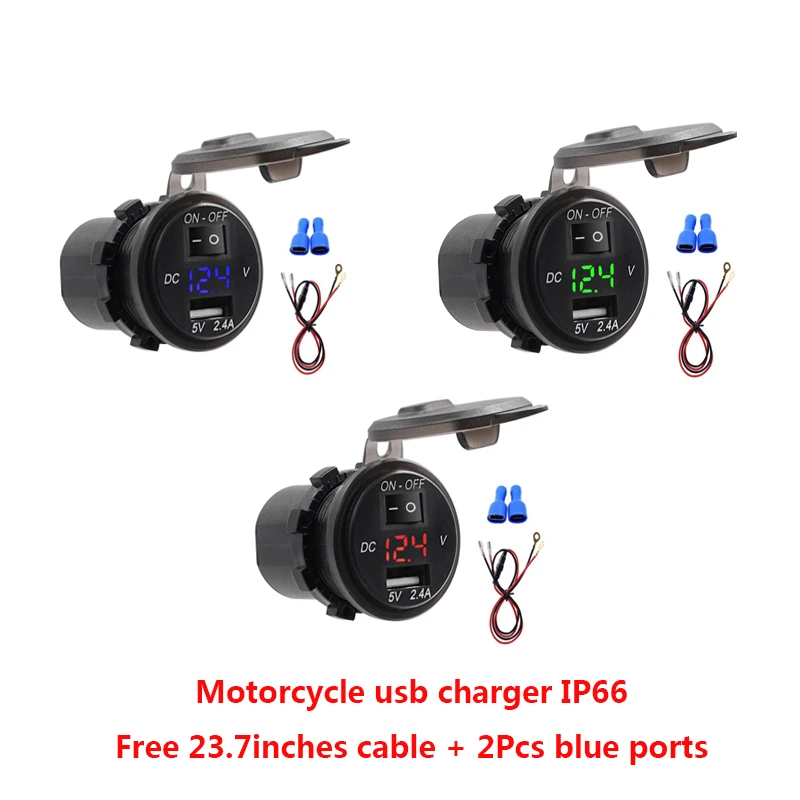 Usb зарядное устройство для мотоцикла с цифровым дисплеем 2 4 А вольтметром 12 в-24 в
