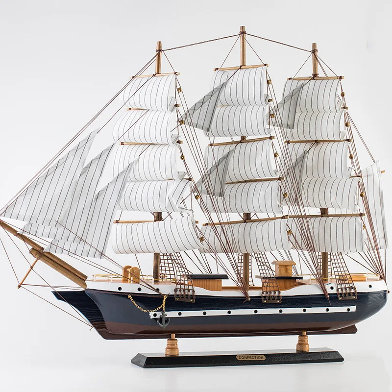 

[Assembled] 80cm Large Sailboat Model Toys Handmade Wooden Sailing Boat Children Toys Gift Kids 3D Boat Ship Home Decor Sailboat