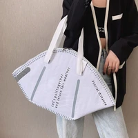 new fashion women large mask shopping bag canvas shoulder bag home storage bag