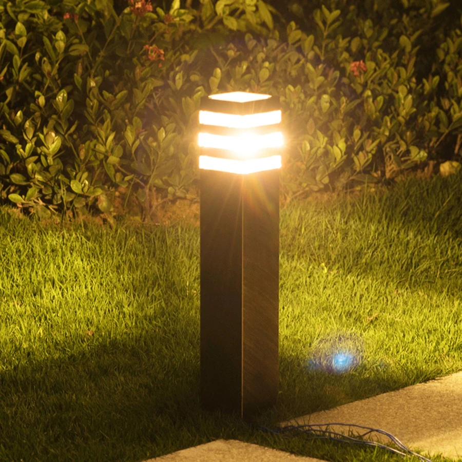 Thrisdar 12W E27 Waterproof Garden Pathway Lawn Light Villa Stand Post Lawn Bollard Lamp Outdoor Landscape Patio Pillar Light