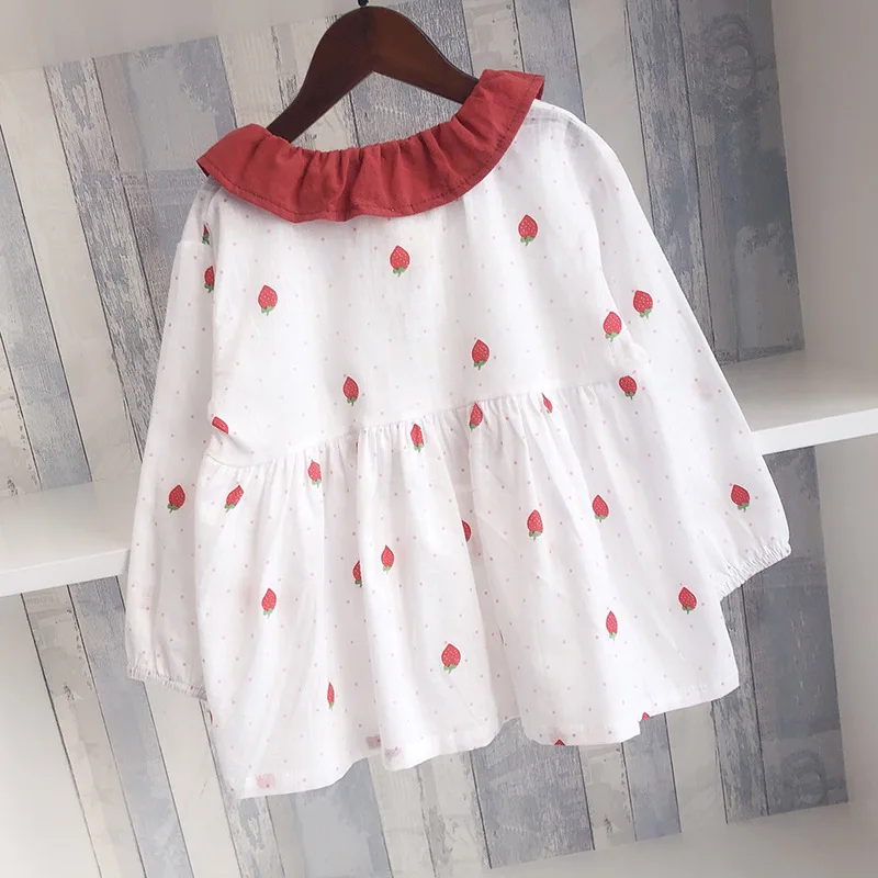 Новые весенне осенние рубашки для девочек детские белые топы с длинными рукавами