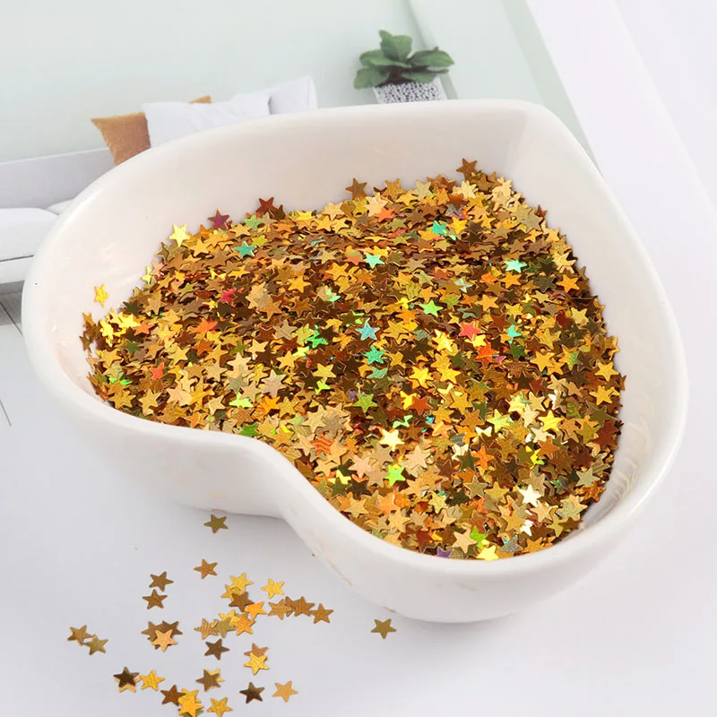 3 мм звезды ультратонкие Блестки для ногтевого дизайна Мини пайетки экологически