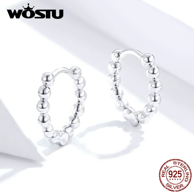 WOSTU Настоящее 925 пробы, серебряные круглые серьги с помпоном, милый шар, горячая мода, серебряные и золотые серьги для женщин, подарок
