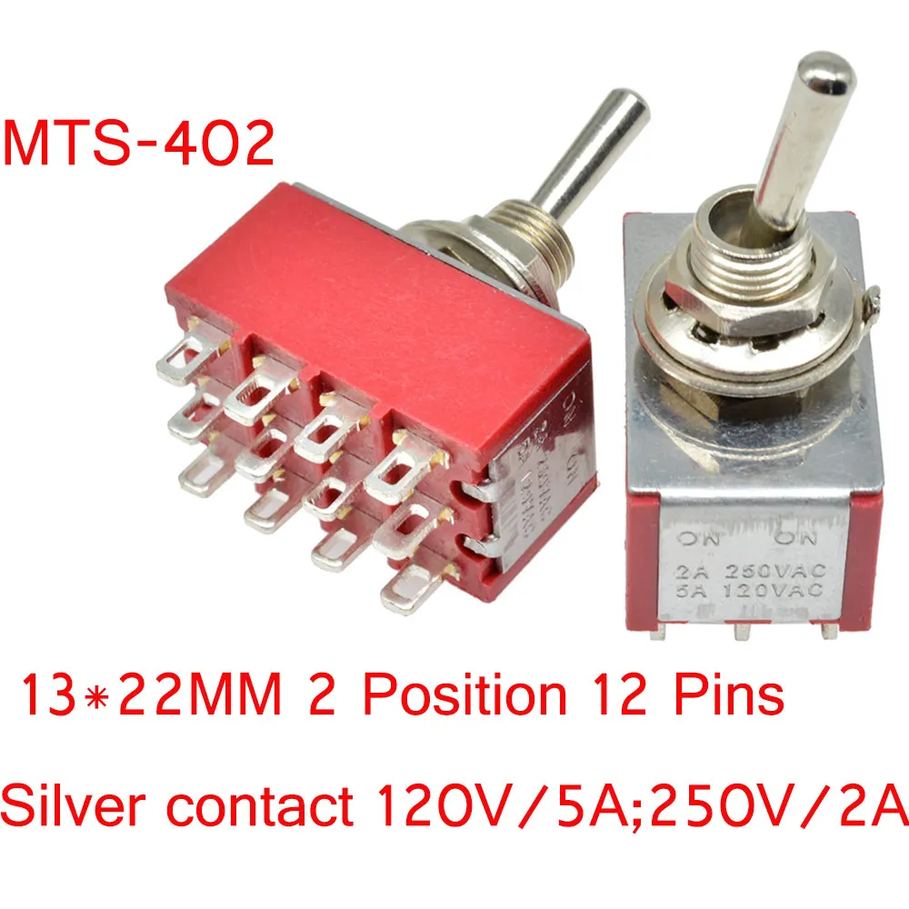 MTS-402 Мини Автомобильный переключатель выключатель с фиксацией MTS-302/303/402/403/123/223 SPDT DPDT MTS302 ВКЛ-ВЫКЛ-на 120VAC 125VAC 5A 250VAC 2A - Цвет: MTS-402