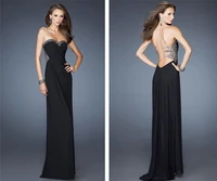free shipping party prom gown robe de soiree 2015 new hotsexy backless black vestidos de festa longo long evening dress