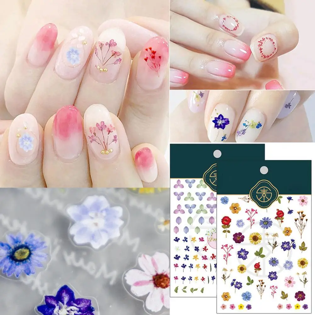 

Nail Sticker Flower Patterns DIY Colorful Craft Ultra Thin 3D Adhesive Nail Stickers for Manicure