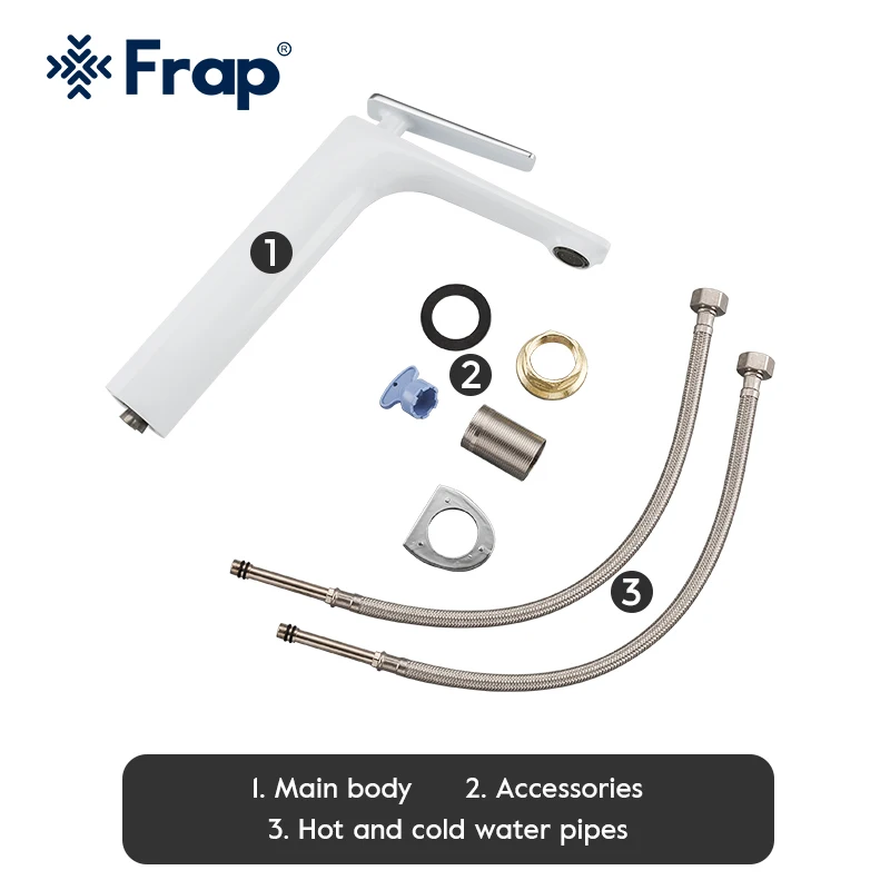 

Frap White Bathroom Sink Faucet Tap Brass Bathroom Faucet Deck Mounted Basin Mixer Tap Basin Faucet F1058