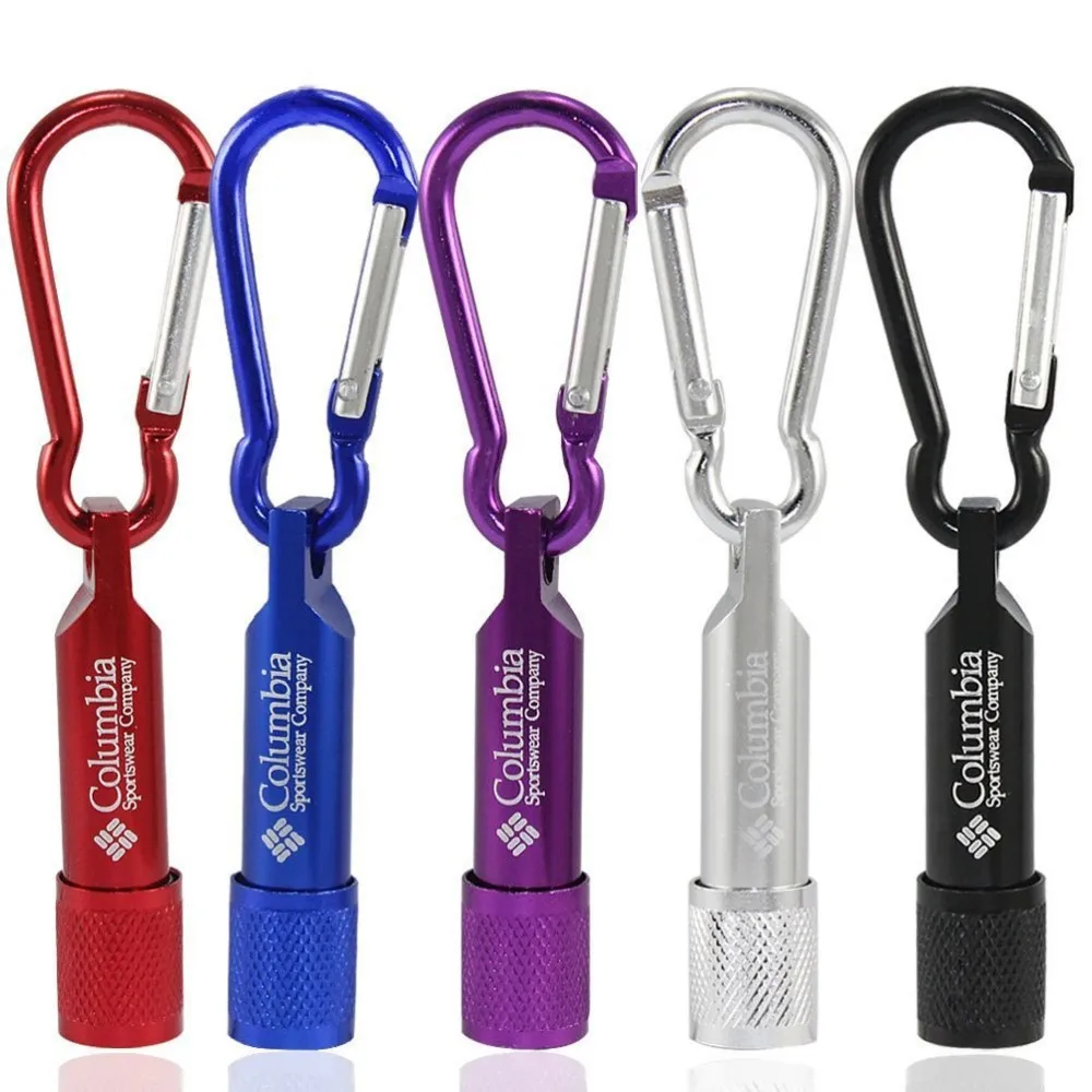 

100pcs/lot Mini LED Flashlight Carabiner Mountaineering Buckle Torch Clip Keychain Camping Hiking Glare Pocket Portable