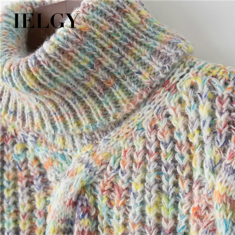 

IELGY Winter Ladies Sweater New Loose Retro Twist Pullover Schoolgirl Thick Turtleneck Bottoming Top