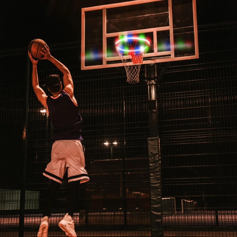 

1 PCS LED Basket Hoop Solar Basketball Rim Playing At Night Shooting Accessories Attachment for Kids Adult Ball Sport