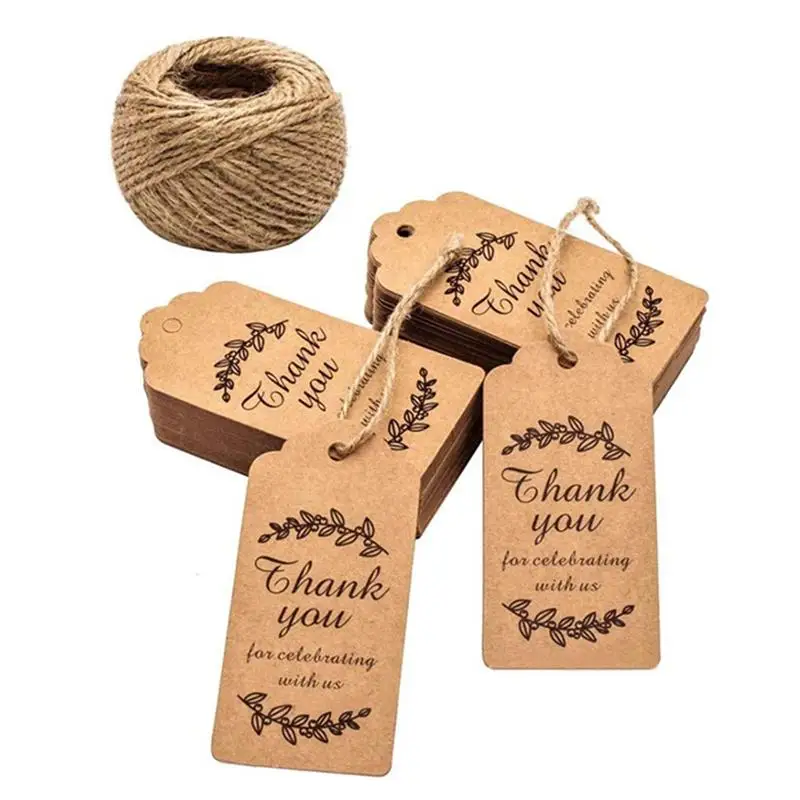 

100Pcs Kraft Paper Tags Gift Favors Baking Food Package Tags With Ropes
