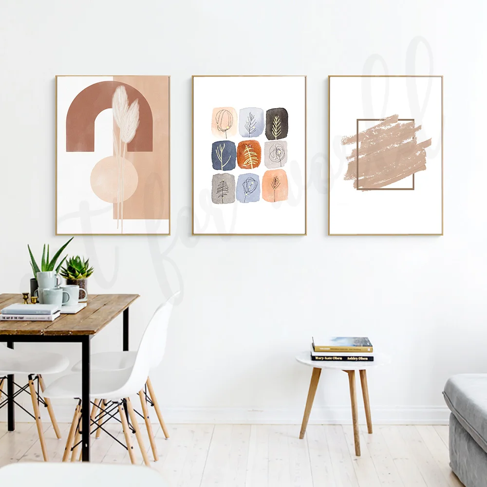 

Abstract Line Plant Leaves Valley Wall Art Print Boho Arch Shape Canvas Painting Nordic Poster Decor Pictures for Living Room
