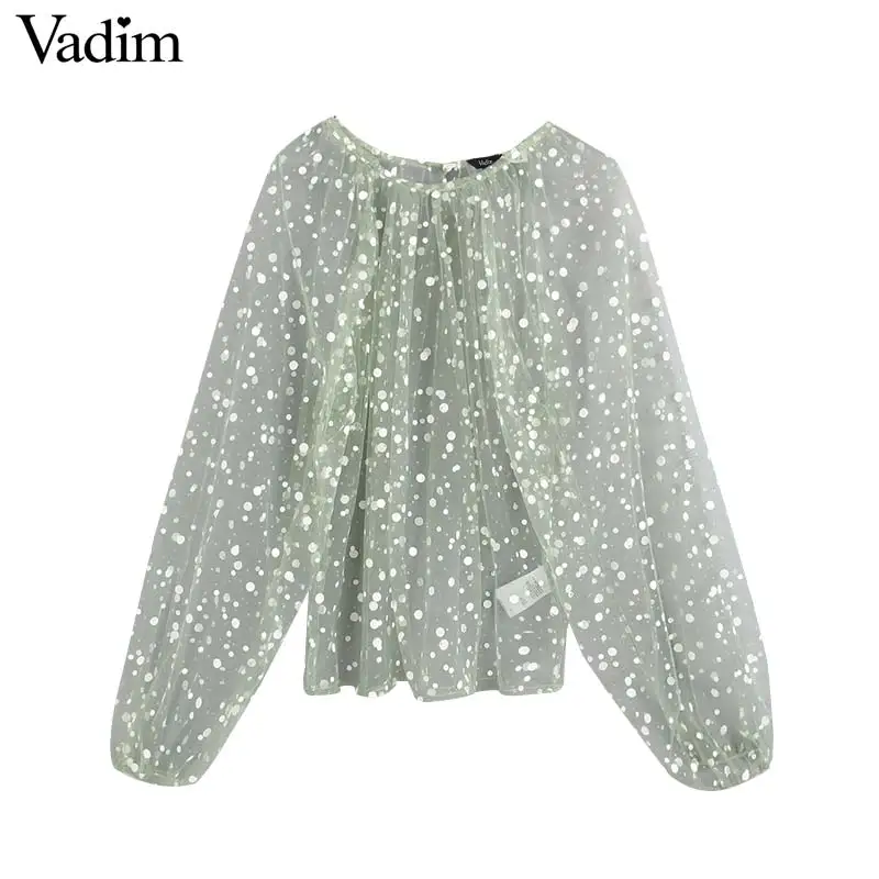 Vadim женская сексуальная блестящая сетчатая блузка с блестками прозрачная