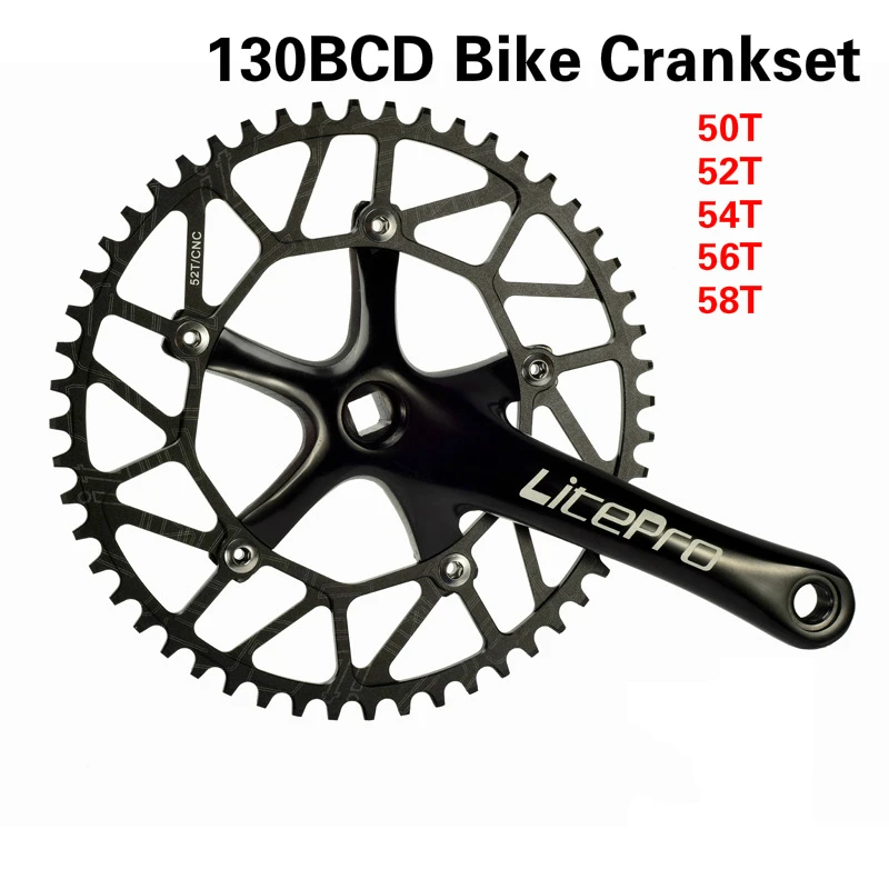

Ultralight 130BCD Bike Crankset 5 Nail 170mm Square Hole Crank BXM Folding Bike Chainring 50T 52T 54T 56T 58T Bicycle Chainwheel