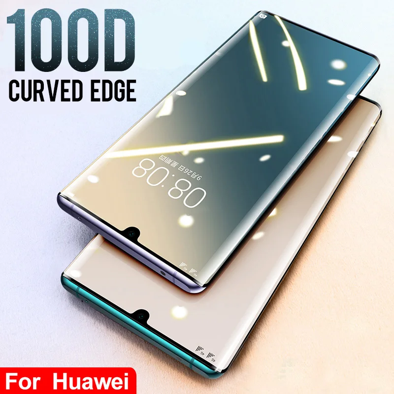 100D закаленное стекло с закругленными краями для huawei P20 P30 Pro Lite, Защитное стекло для mate 30 Honor 20 Pro Lite