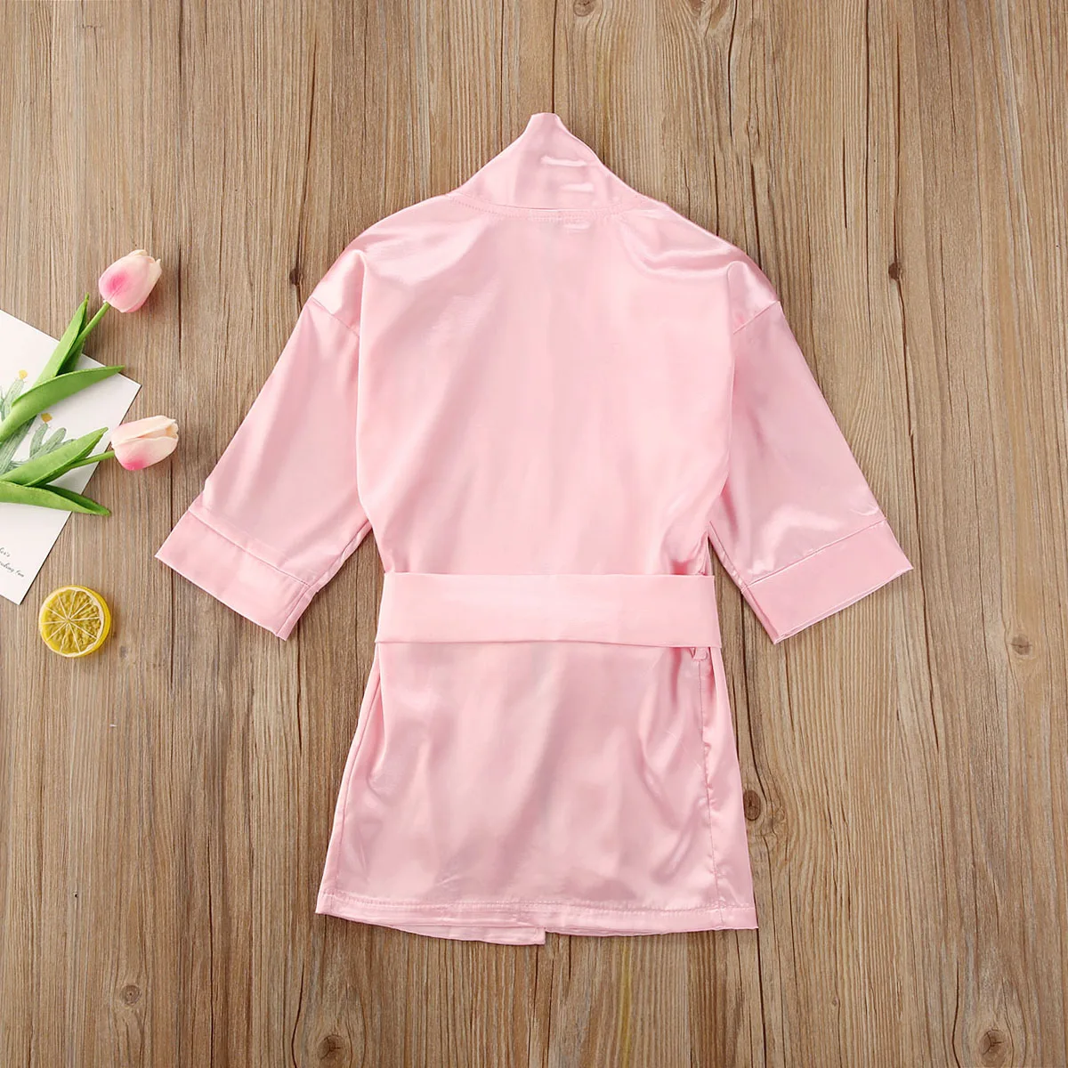 1-6Y Kids Baby Girls Silk Satin Pajamas Sleepwear Bathrobe Long Sleeve Solid Children Pyjamas Nightwear Summer Autumn | Детская одежда