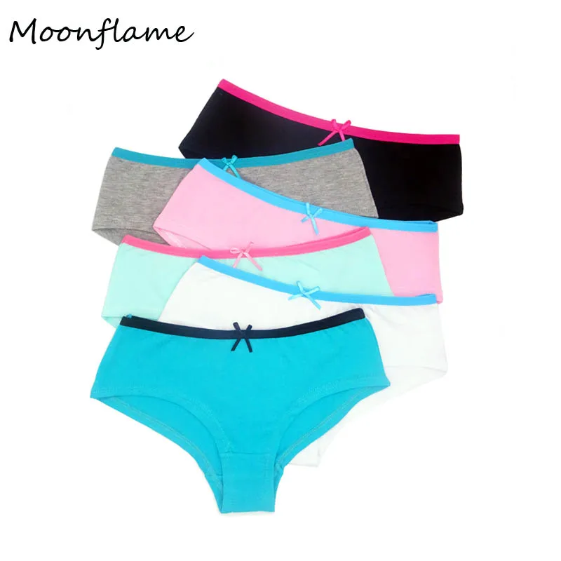 Moonflme, 5 шт./лот, хлопковое нижнее белье, 6 однотонных цветов, женские хипстерские 89059
