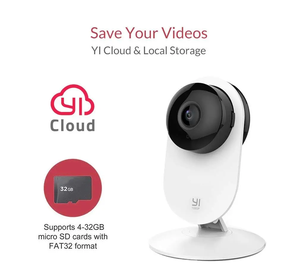 Домашняя камера YI 1080p Home Camera Режим ночной съемки Обнаружение движения